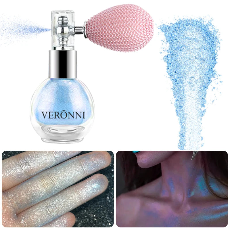 6-Color Diamond Highlighter Powder Spray Waterproof High Gloss Glitter Body Bronzer Highlight Powder Face Contour Illuminator