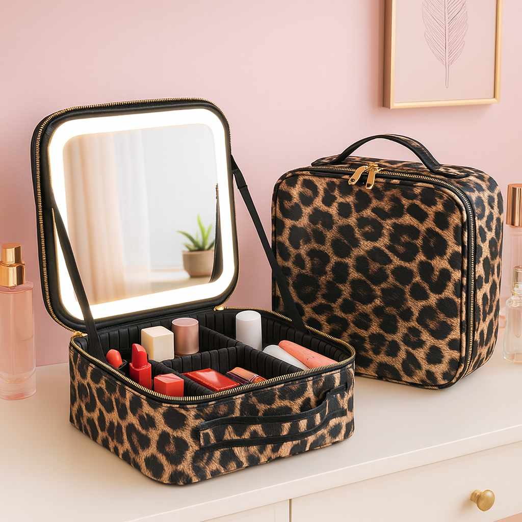 LED Makeup Case with Mirror – Travel Cosmetic Bag