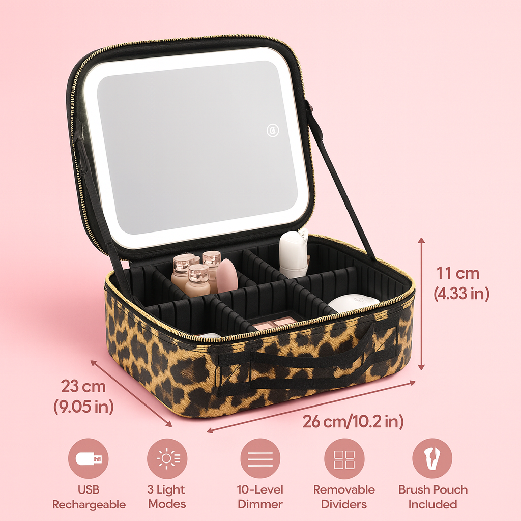 LED Makeup Case with Mirror – Travel Cosmetic Bag