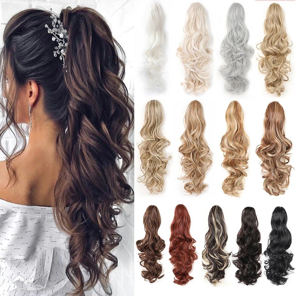 Claw Clip Ponytail Extension – Long Curly & Wavy Synthetic Hairpiece for Women & Girls (18/24 Inch)