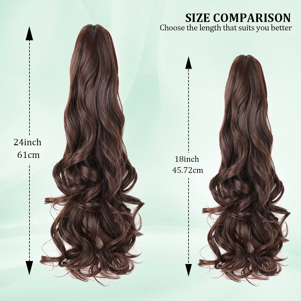 Claw Clip Ponytail Extension – Long Curly & Wavy Synthetic Hairpiece for Women & Girls (18/24 Inch)