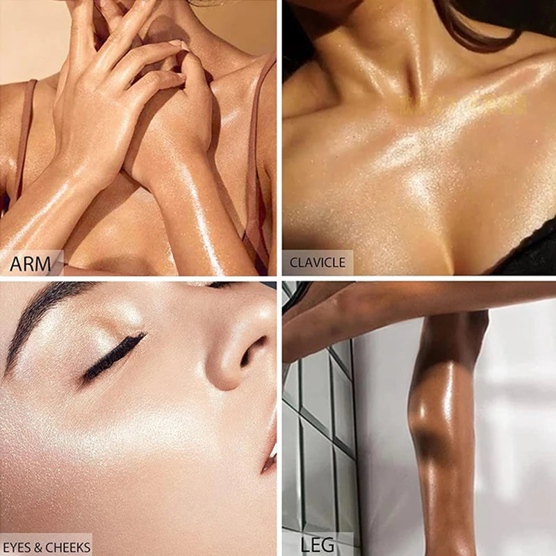 6-Color Diamond Highlighter Powder Spray Waterproof High Gloss Glitter Body Bronzer Highlight Powder Face Contour Illuminator