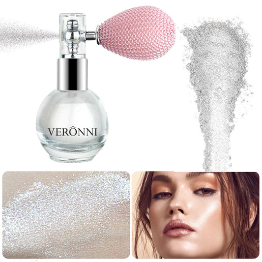 6-Color Diamond Highlighter Powder Spray Waterproof High Gloss Glitter Body Bronzer Highlight Powder Face Contour Illuminator