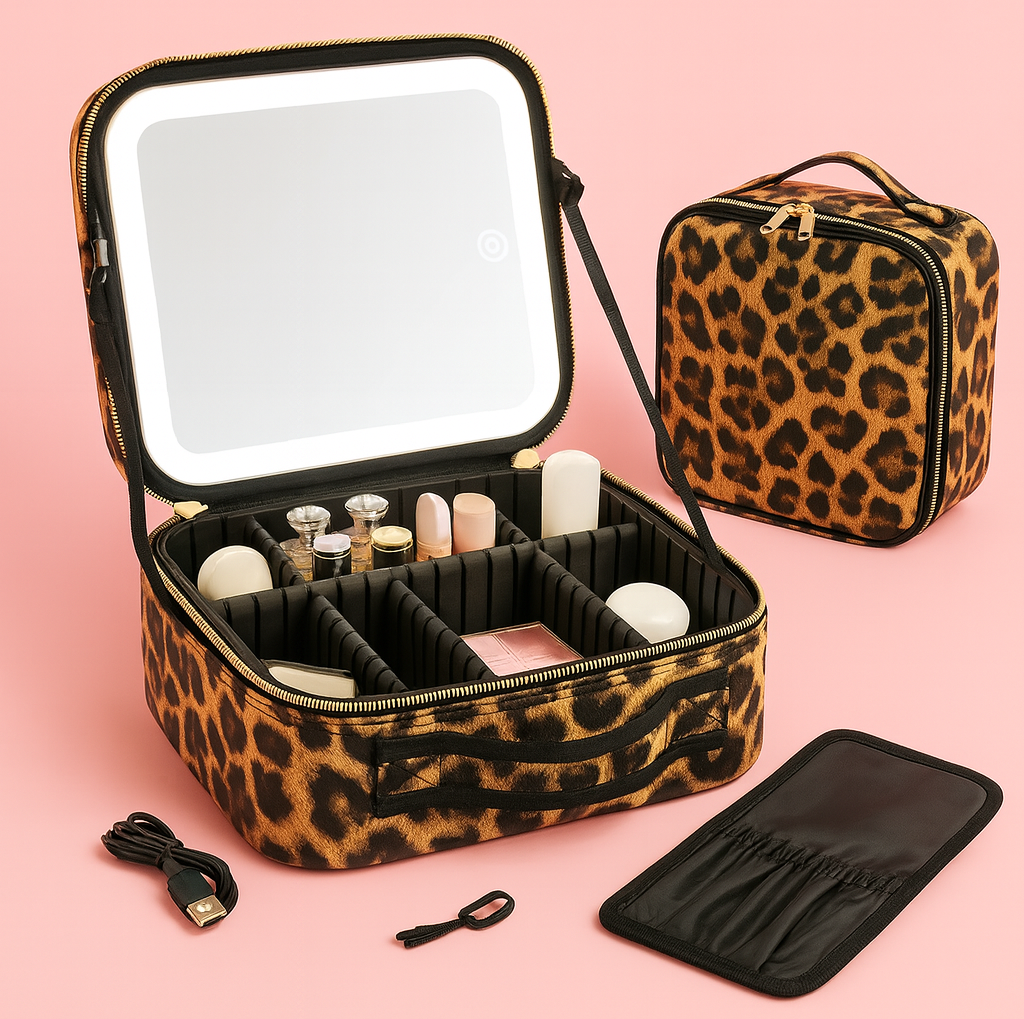 LED Makeup Case with Mirror – Travel Cosmetic Bag