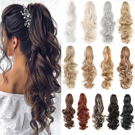 Claw Clip Ponytail Extension – Long Curly & Wavy Synthetic Hairpiece for Women & Girls (18/24 Inch)