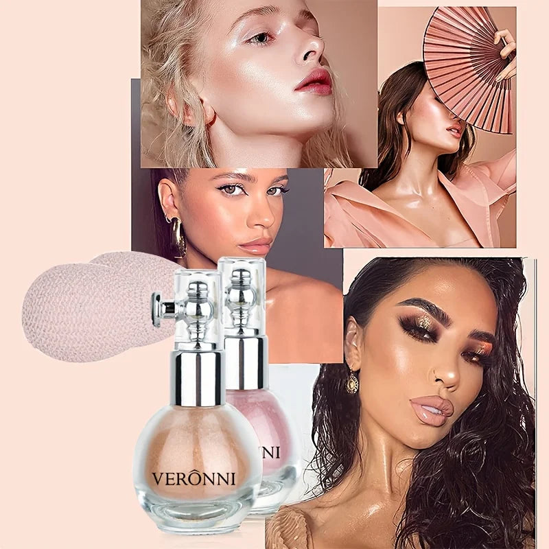 6-Color Diamond Highlighter Powder Spray Waterproof High Gloss Glitter Body Bronzer Highlight Powder Face Contour Illuminator